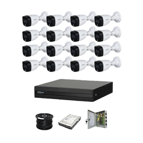 Dahua 16ch Full-Color HD Kit - HD DVR _ 16 x 1080p Full-Color cameras - 20m Full colour night vision - 1TB HDD - 100m Cable