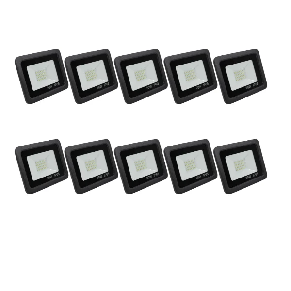 *** Pack of 10 *** New Ultra Slim 10W LED Floodlight, IP66, energy saving (R80 each)