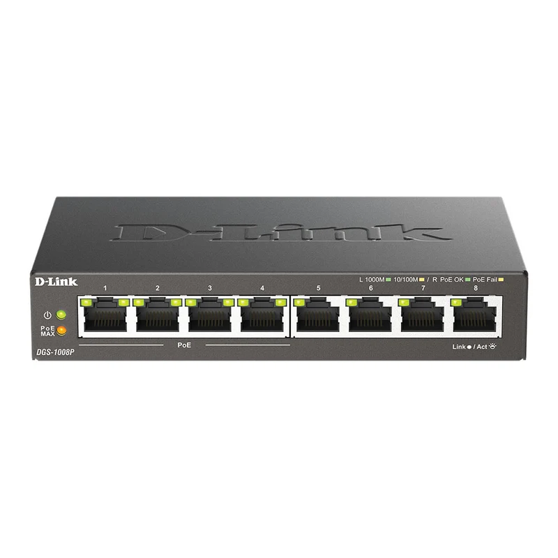8-Port Desktop Gigabit PoE+ Switch - DGS-1008P