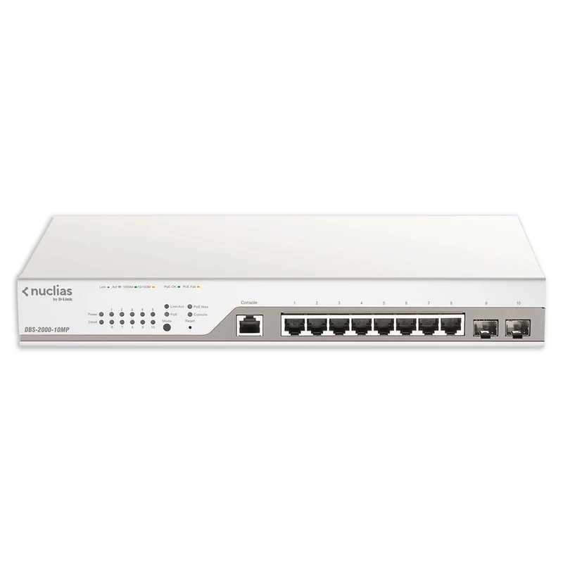 10-Port Nuclias Cloud-Managed PoE Switch - DBS-2000-10MP