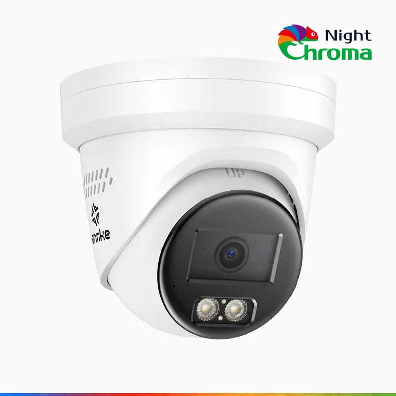 NightChroma™ NCBR800 - Caméra de Surveillance Extérieure PoE 4K avec Alarme Rouge et Bleue, 3840x2160@25 fps, Vision Nocturne en Couleur et Infrarouge, Détection Personnes-Véhicules, Analyse Comportementale Intelligente, Audio Bidirectionnel, IP67