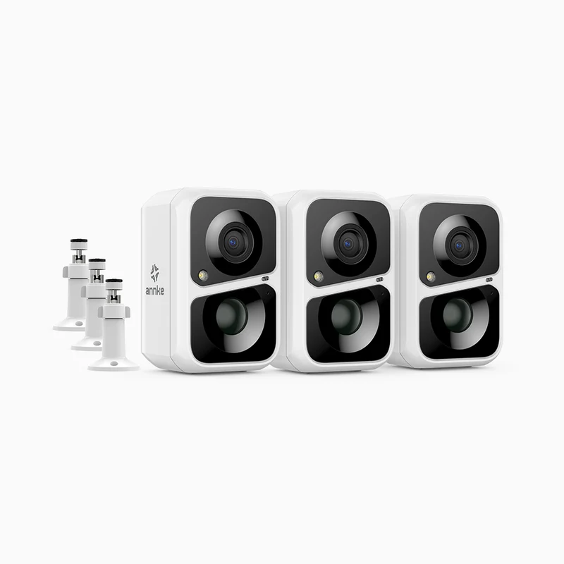 Custos - Lot de 3 Caméra de sécurité extérieure 3MP WiFi Batterie à énergie solaire, batterie rechargeable 4400 mAh, sirène et alarme stroboscopique, audio bidirectionnel, cloud et max. Stockage local de 128 Go, fonctionne avec Alexa