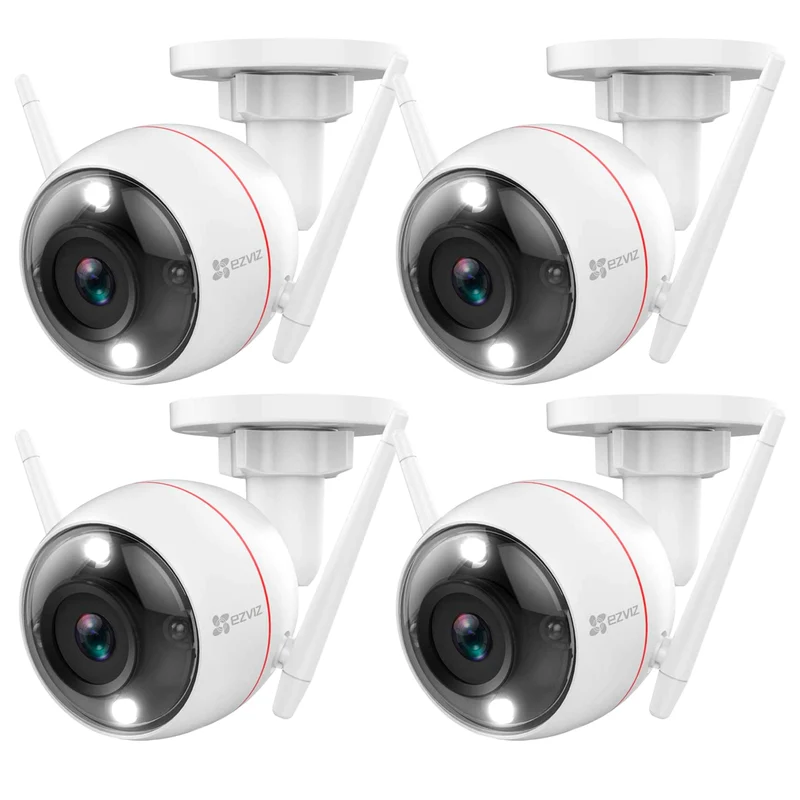 Ezviz Wireless Security Camera Outdoor 2K WiFi 4pcs, Spotlight & Active Defense, Smart Home AI Human Detection & DIY Kit, Color Night Vision & Two-Way Audio