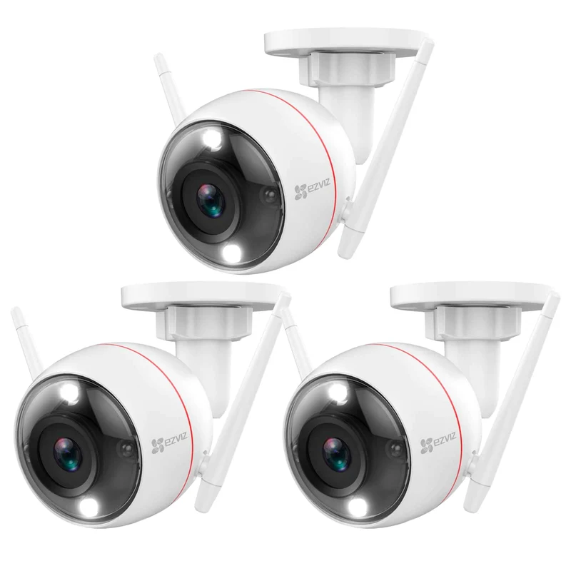 Ezviz Wireless Security Camera Outdoor 2K WiFi 3pcs, Spotlight & Active Defense, Smart Home AI Human Detection & DIY Kit, Color Night Vision & Two-Way Audio