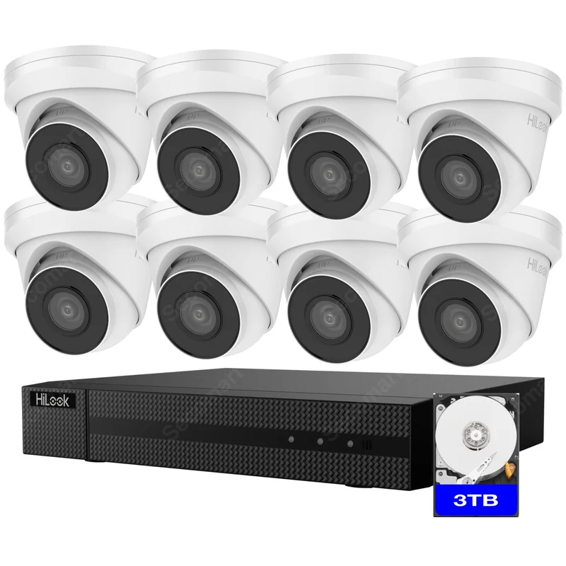 Hilook 4K Security Camera System, 8-Camera PoE NVR Surveillance Kit Outdoor 4TB DIY Wired Turret, Hilook by Hikvision