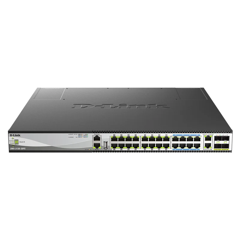 30-Port Fully Managed Multi-Gigabit PoE++ Stackable Switch (DMS-3130-30PS) with 2 10G & 4 25G Ports