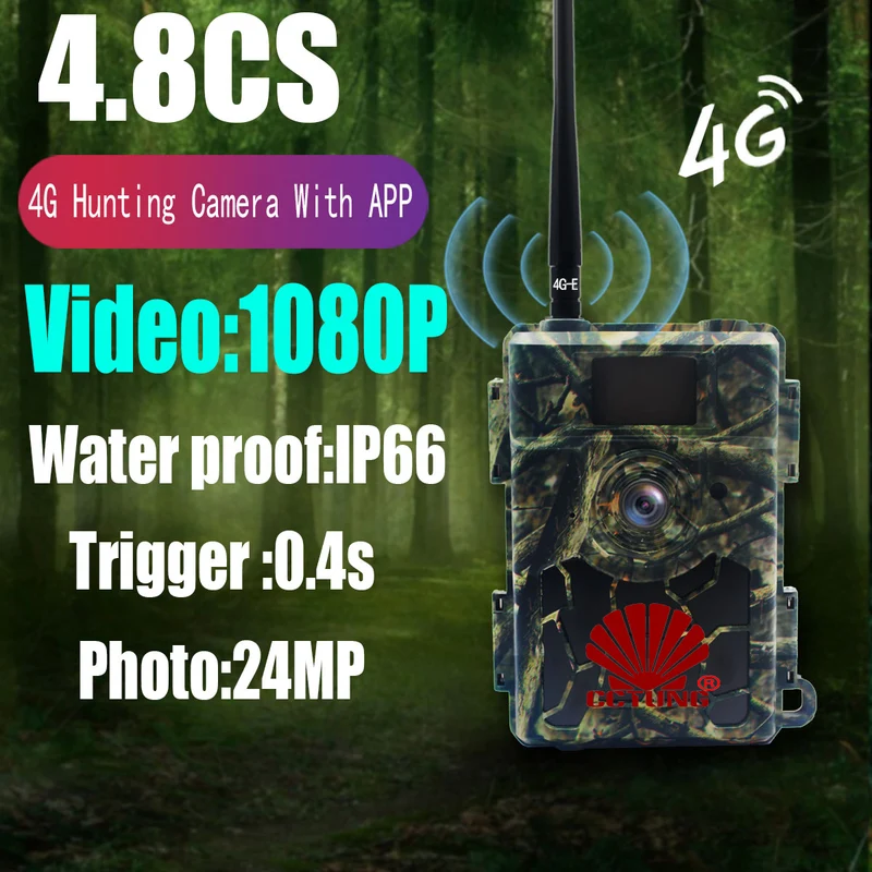 4.8CG 24MP 4G Trail Hunting Camera with Night Vision For Outdoor Wildlife Monitoring by Mobile APP