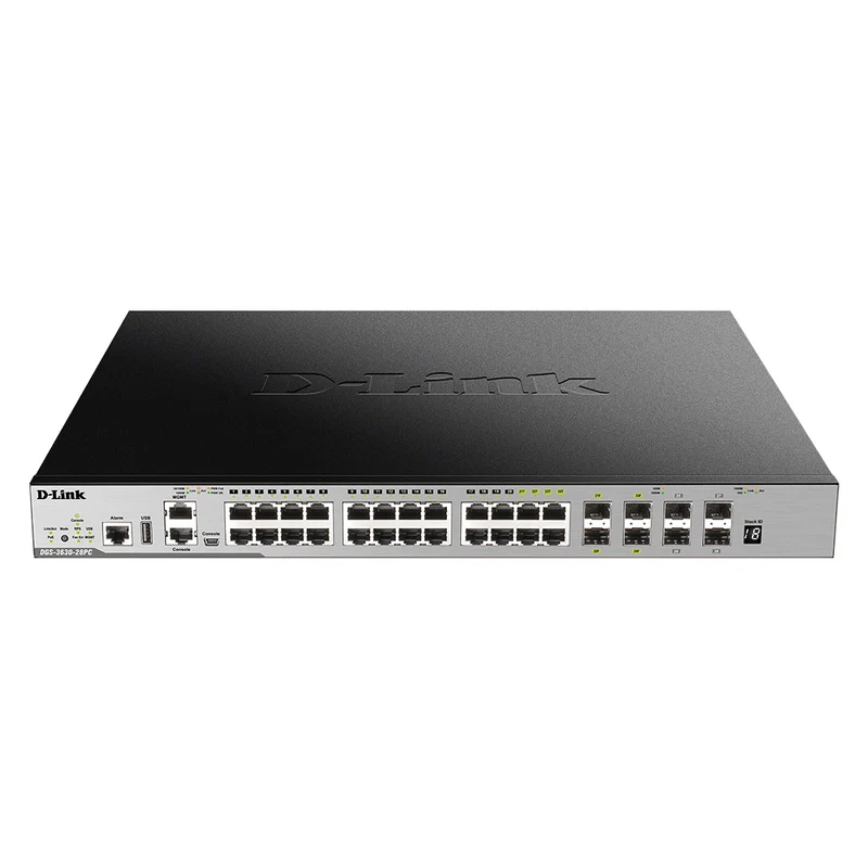 28-Port Layer 3 Stackable Managed PoE Gigabit Switch - DGS-3630-28PC/SI