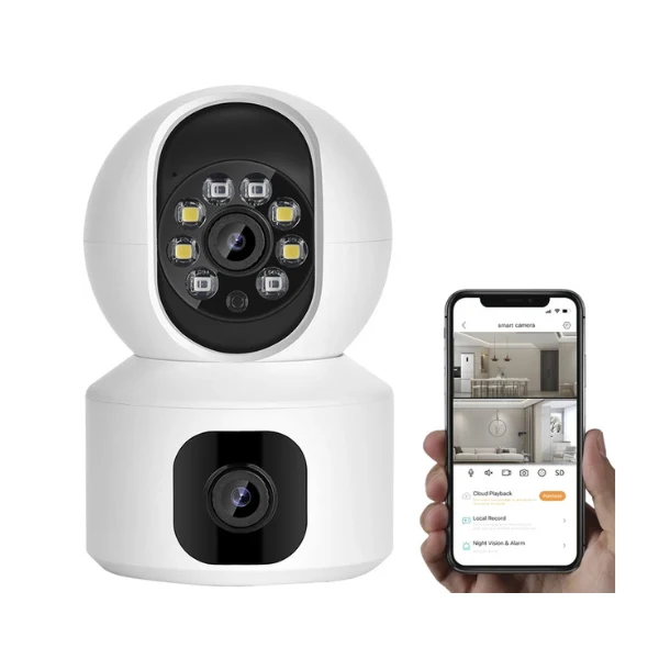 Smart Indoor Security Camera Dual Lens HD Color Night Panoramic