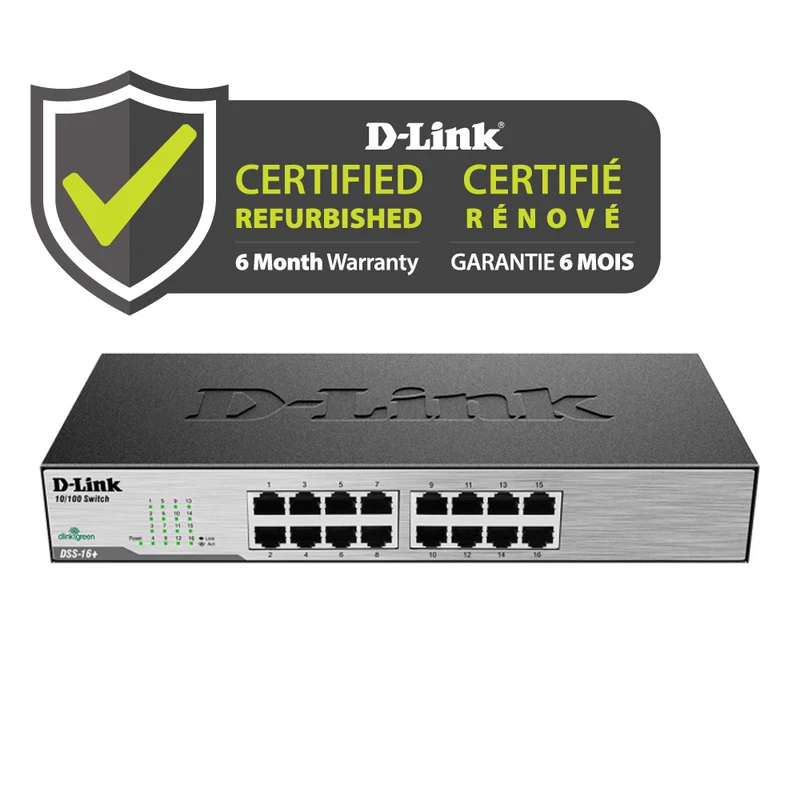 [Certified Refurbished] 16-Port Fast Ethernet Unmanaged Switch - DSS-16+/RE