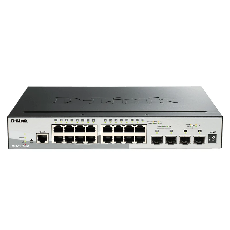 20-port Stackable Gigabit Switch including 2 x SFP ports & 2 x 10GbE SFP+ ports - DGS-1510-20