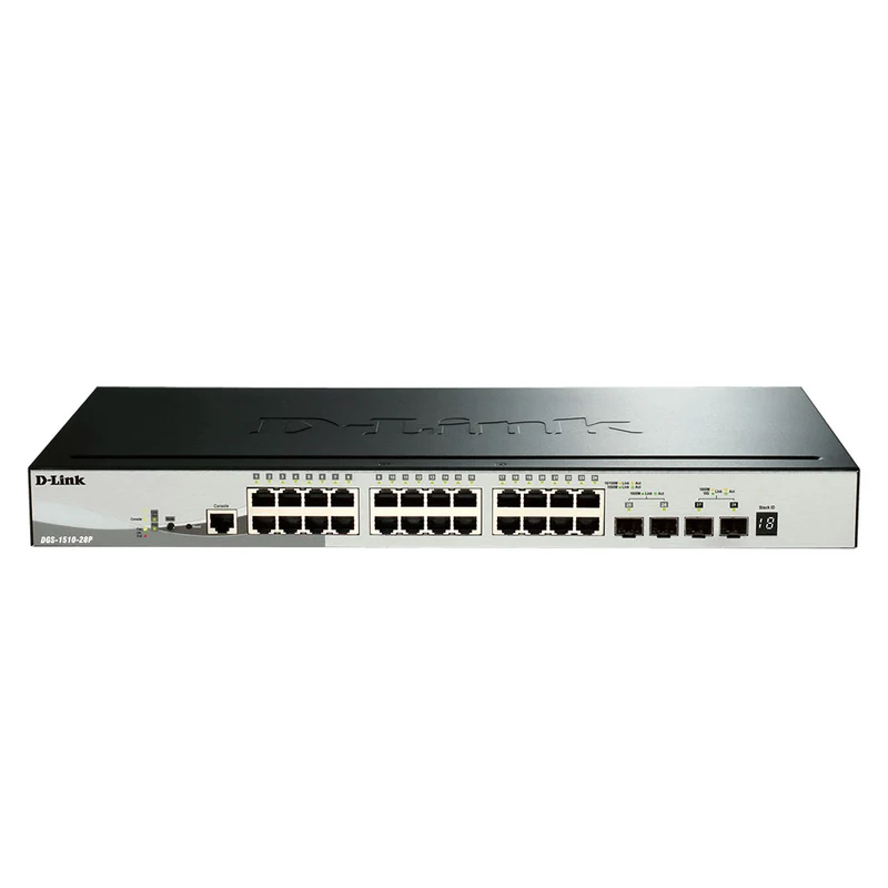 Gigabit Stackable Smart Managed PoE (193W) Switch with 10G Uplinks - DGS-1510-28P