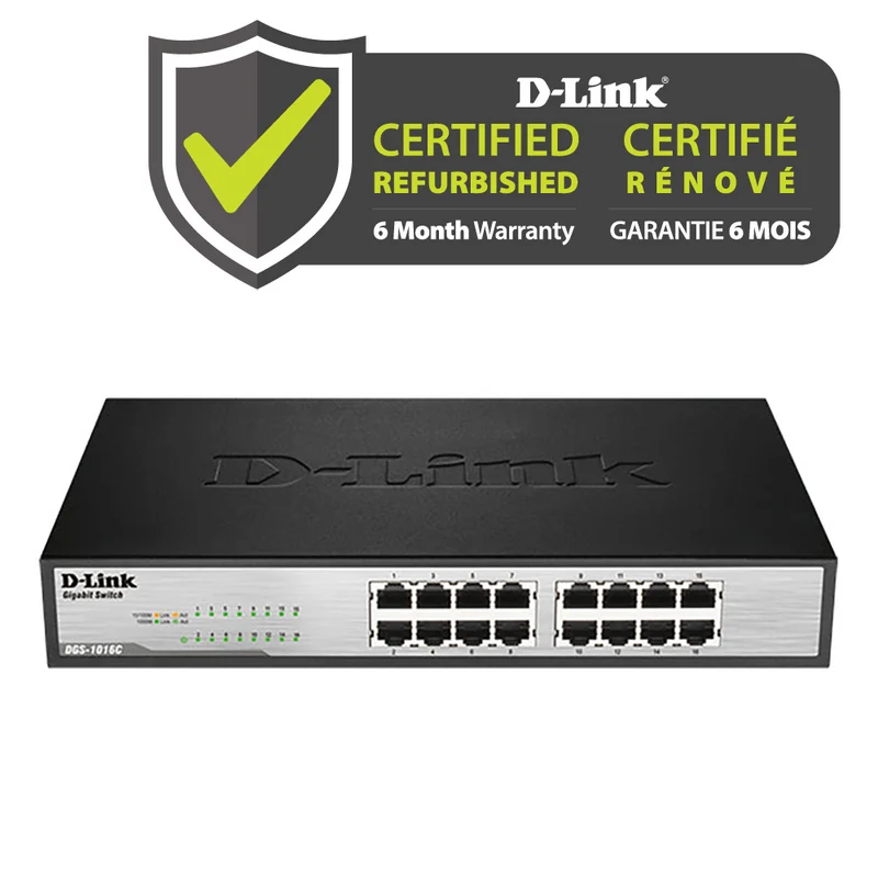 [Certified Refurbished] 16-Port Gigabit Unmanaged Rackmount Switch - DGS-1016C/RE
