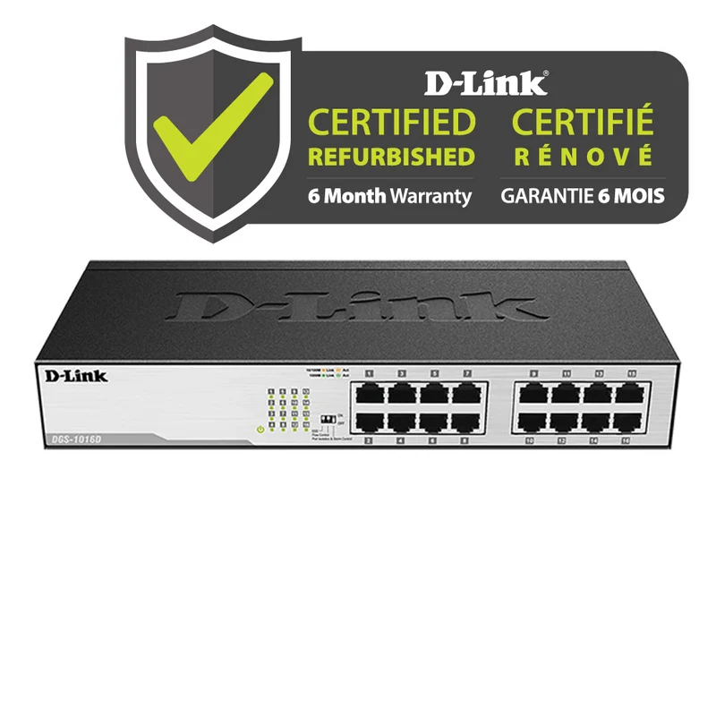 [Certified Refurbished] 16-Port Gigabit Unmanaged Switch - DGS-1016D/RE