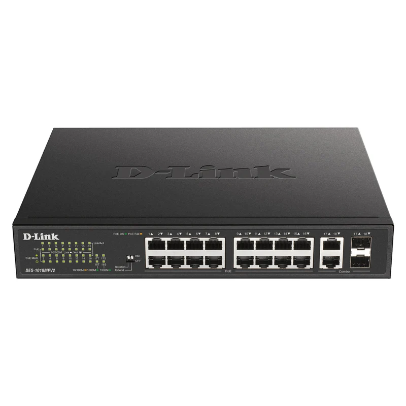 18-Port 10/100BASE-TX PoE Unmanaged Switch - DES-1018MPV2