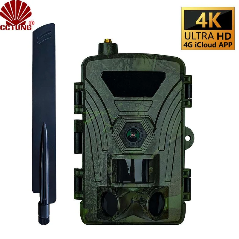 60MP HD Photos ＆４K Live HD Video 4G LTE Trail Camera with IP66 Waterproof Night Vision Free mobile APP & Icloud for Data Storage