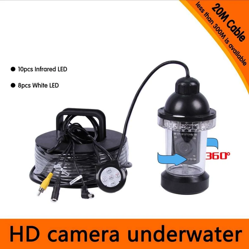 CR006B 360 Degree Rotative Underwater Camera with 18pcs of White or IR LED for Fish Finder & Diving Camera Application