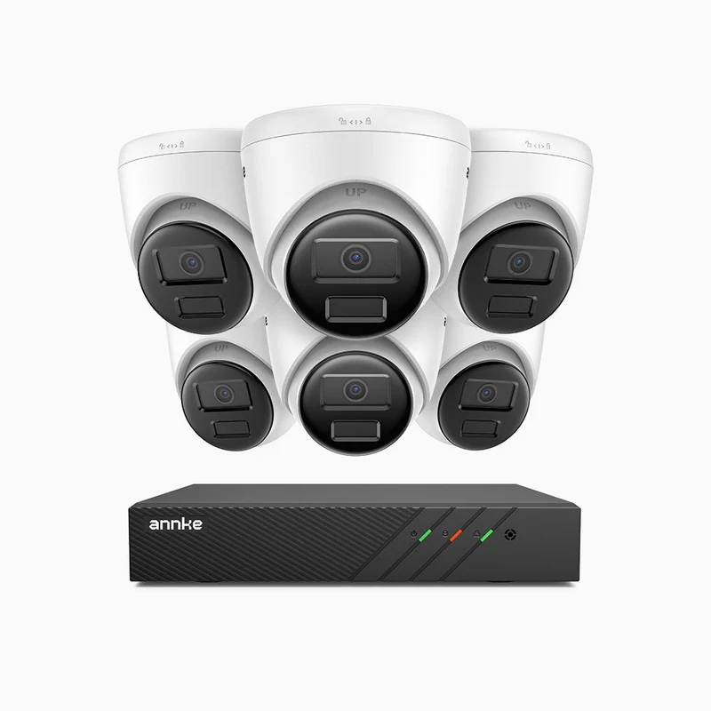 H300 - Kit de surveillance PoE 3MP à 8 canaux avec 6 caméras, vision nocturne EXIR 2.0, détection de mouvement, H.265+, étanchéité IP67