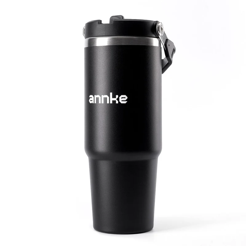Gobelet isotherme en acier inoxydable 32 oz, avec paille et poignée, bouteille thermique à double paroi sous vide, pour voyage, salle de sport, bureau et plein air