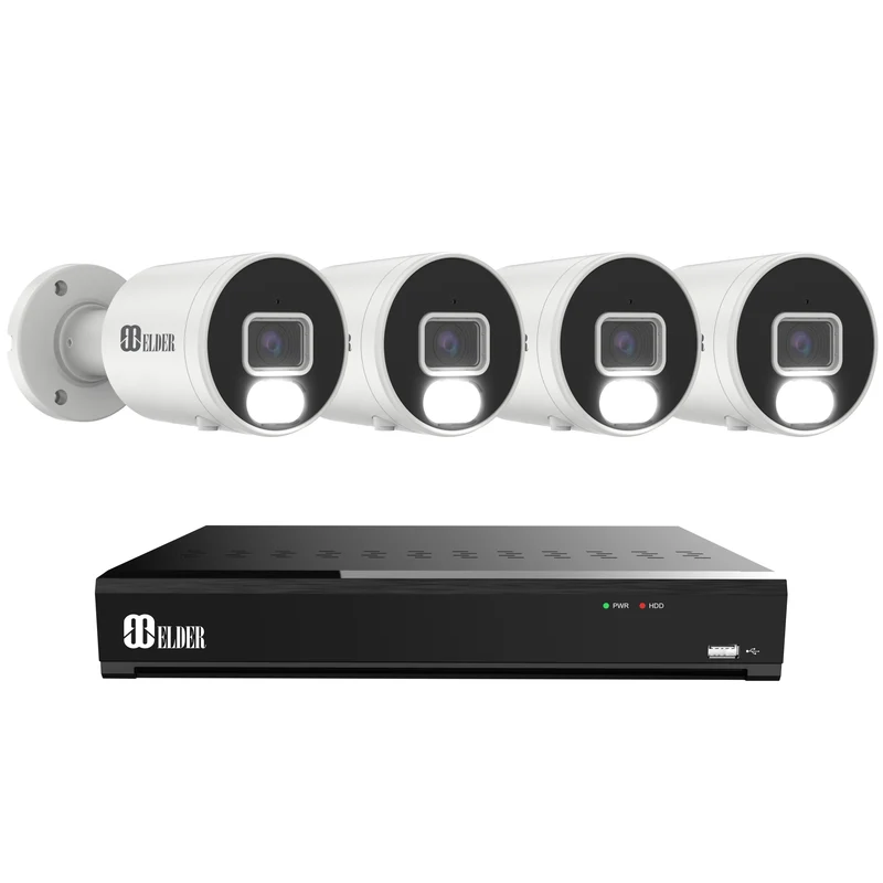 Elder 4K Security Camera System 8MP, 8Ch NVR PoE 4K Camera Bullet Outdoor Color Night Vision, Person & Vehicle Detection Smart Home Surveillance Wired DIY, Hunter Series