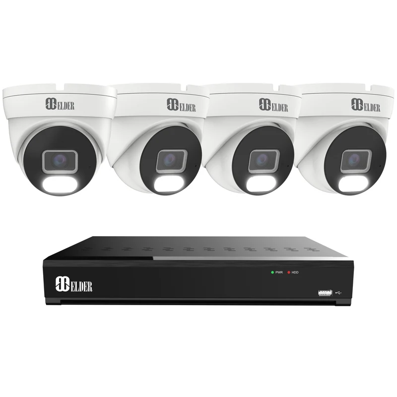 Elder 4K Security Camera System 8MP, 8Ch NVR PoE 4K Camera Dome Outdoor Color Night Vision, Person & Vehicle Detection Smart Home Surveillance Wired DIY, Hunter Series