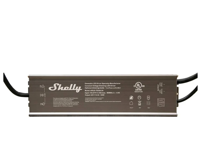 Shelly Wire-In 24VDC 300W Triac Dimmable Power Supply, cULus (ARUS-TD300-24)