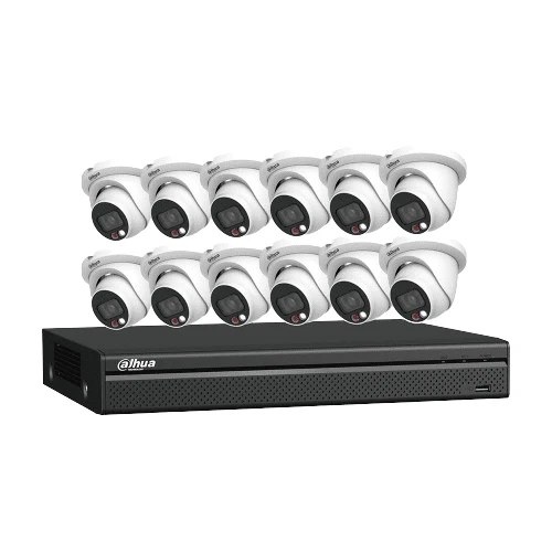 Dahua IP Kit, 16-CH NVR + 12 x 4MP, VU-MORE Night Color Eyeball Cameras (N464E124C)