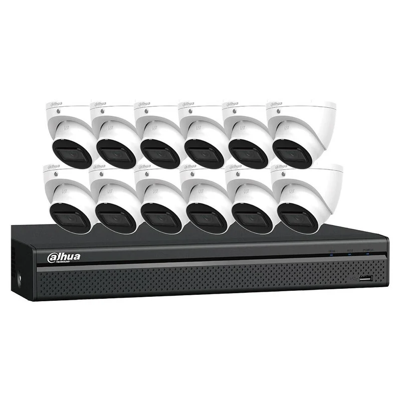 Dahua E-VU IP Kit 16-CH NVR 4TB, 12 x 4MP Turret Cameras (N464L124A)