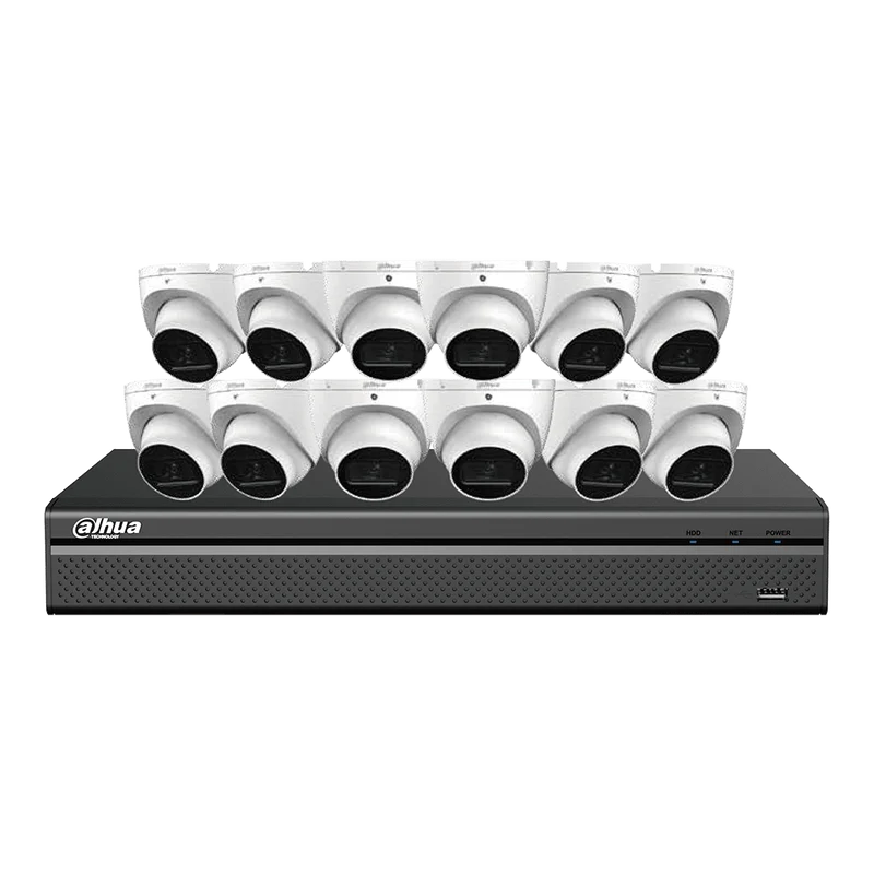Dahua E-VU IP Kit 16-CH NVR 4TB, 12 x 8MP Turret Cameras (N468L124A)