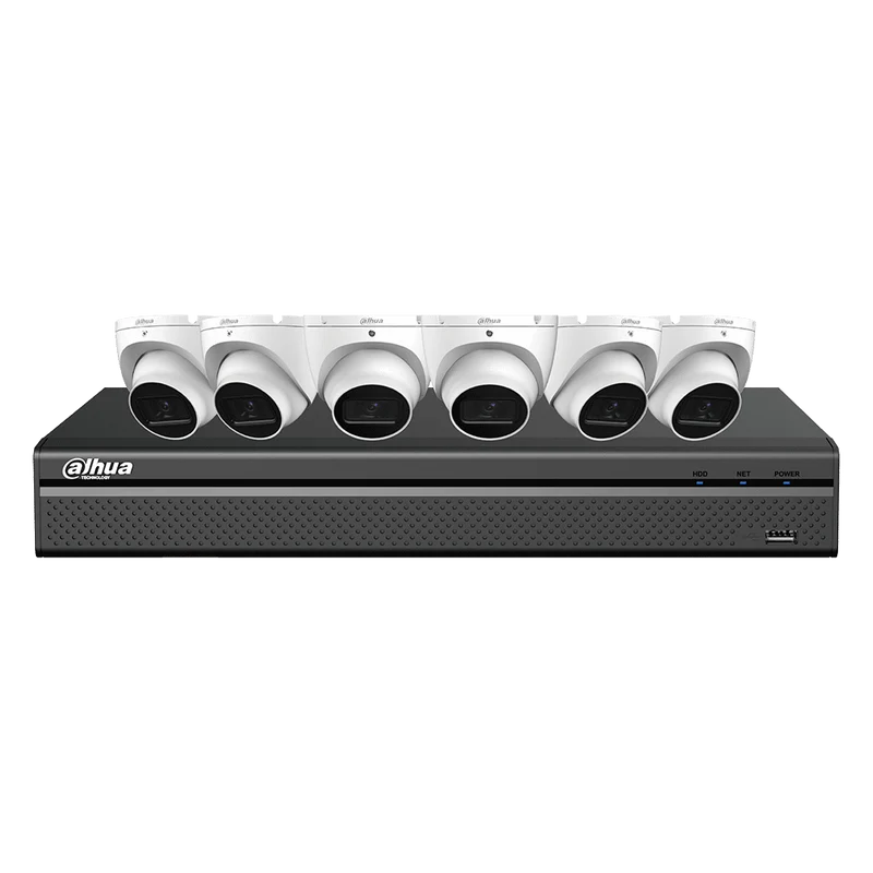 Dahua E-VU IP Kit 8-CH NVR 4TB, 6 x 8MP Turret Cameras (N488L64A)