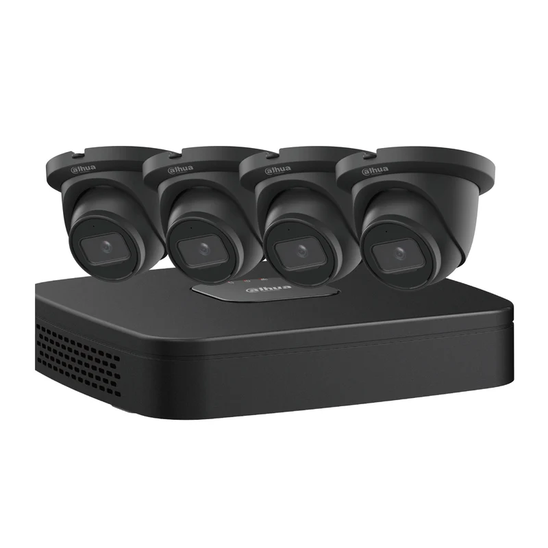 Dahua IP Kit 4-CH NVR 2TB, 4 x 4MP, Starlight Mini Black Eyeball Cameras (NB444E42B)