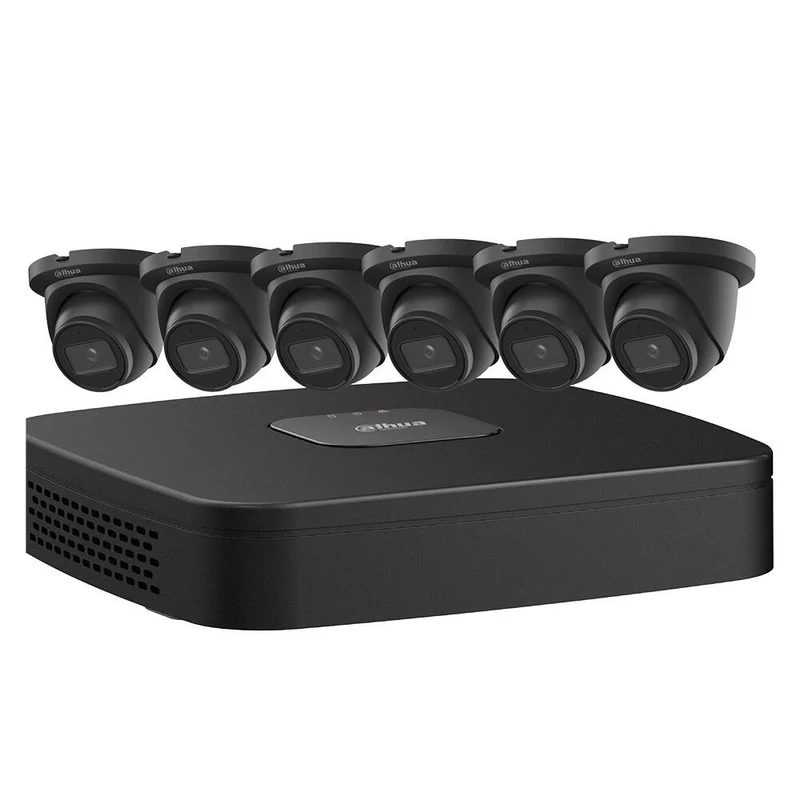 Dahua IP Kit 8-CH NVR 2TB, 6 x 4MP Starlight Mini Black Eyeball Cameras (NB484E62B)