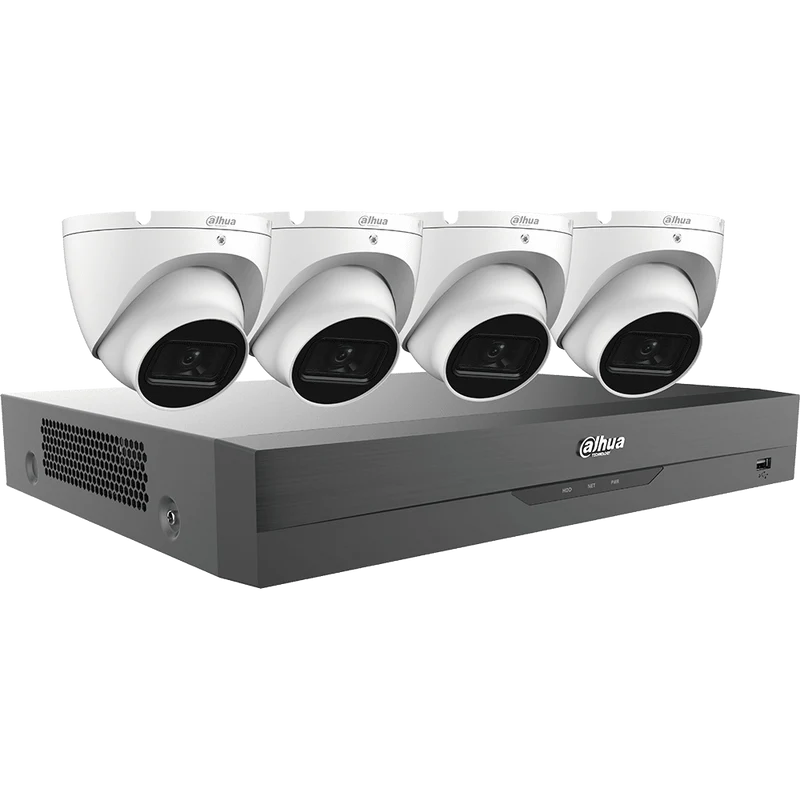 Dahua HDCVI Kit 4-CH 4K Analytics+ Pentabrid DVR 2TB + 4x5MPMini Eyeball Cameras (C845E42A)
