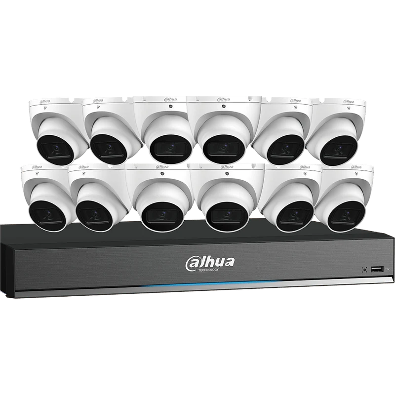 Dahua HDCVI Kit 16CH 4K ProAnalytics+ Pent DVR 4TB,12x 4K WDR Mini Eyeball Cams (C868E124A)