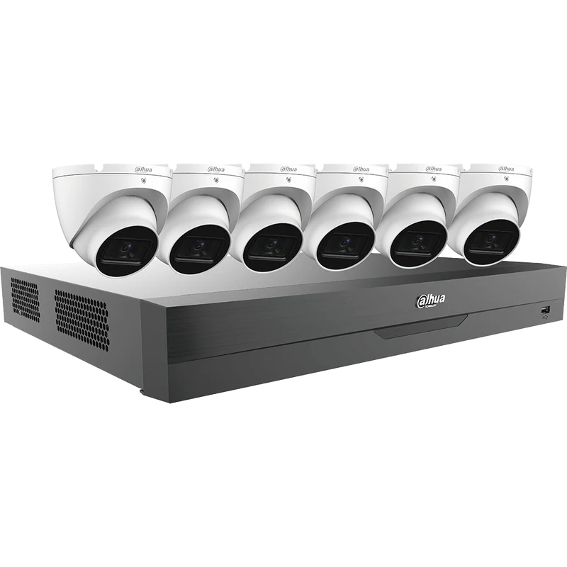 Dahua HDCVI Kit 8-CH 4K Analytics+ Pentabrid DVR 2TB 6x 5MP Mini Eyeball Cameras (C885E62A)