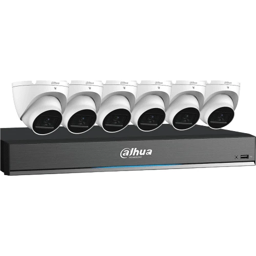 Dahua HDCVI Kit 8CH 4K Pro Analytics+ Pent DVR 4TB, 6x 4K WDR Mini Eyeball Cams (C888E64A)