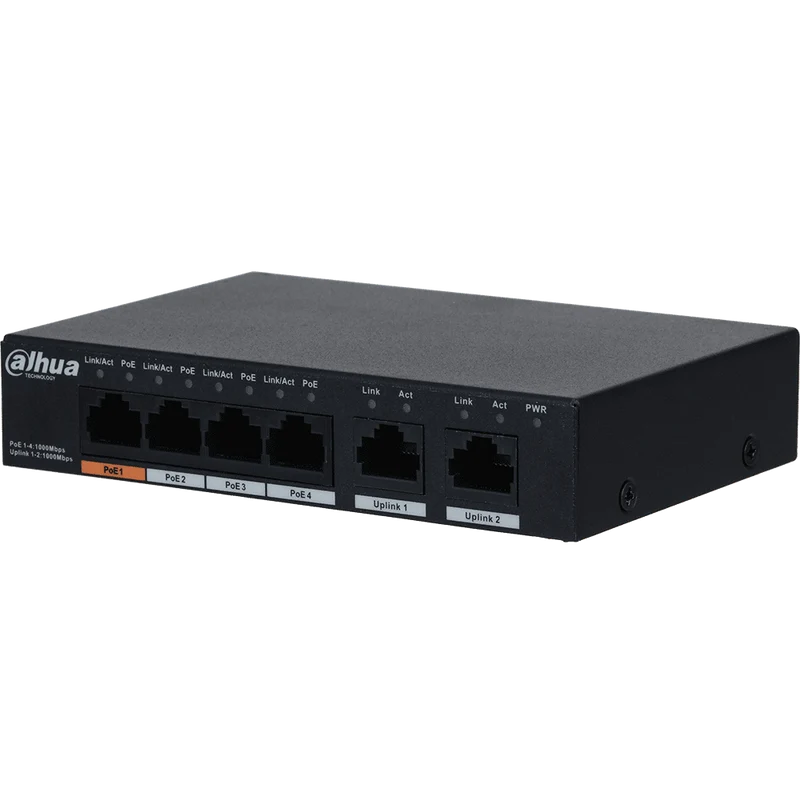 Dahua 4-port PoE Gigabit switch 60W(Hi-PoE) (DH-PFS3006-4GT-60)