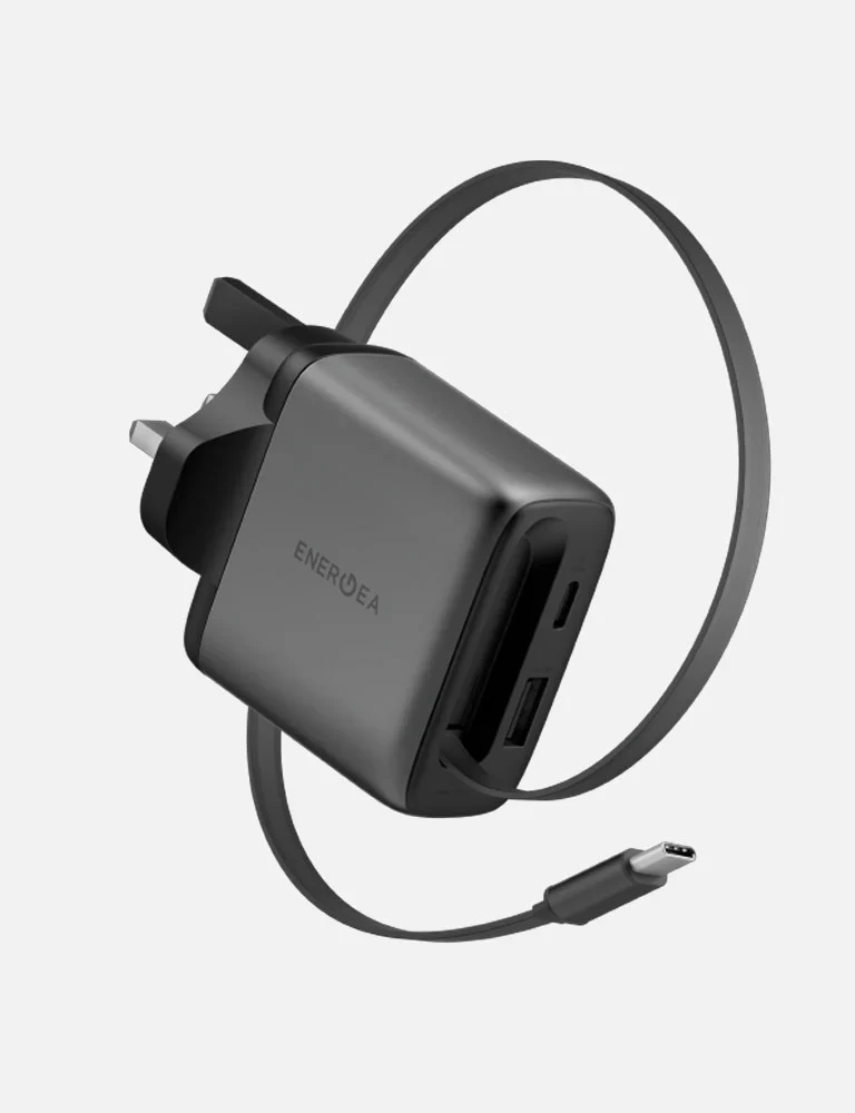 Energea AmpCharge Arc 65 1C1A GaN Wall Charger with Retractable Cable