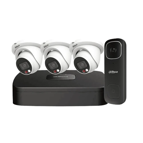 Dahua IP Kit 4-CH NVR + 3 x 4MP, VU-More Eyeball Cameras + 5MP Video Doorbell (N444B42C-CAN)