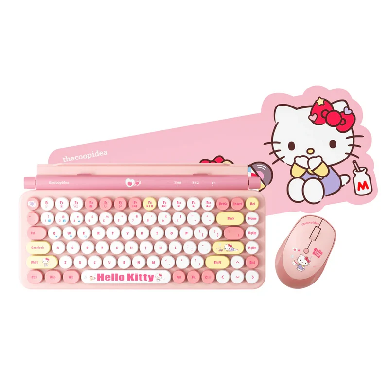 Thecoopidea Sanrio Retro Tappy Wireless Keyboard & Mouse Set (Hello Kitty)