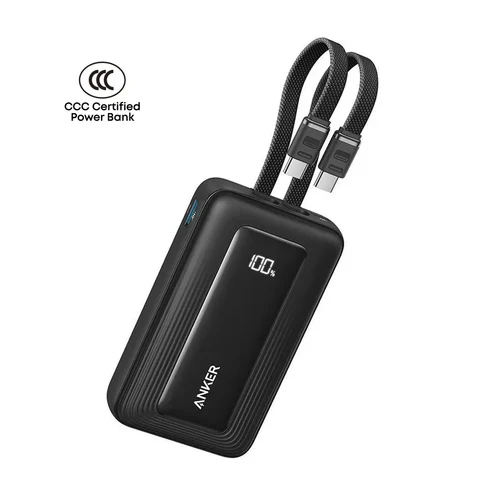 Anker Zolo Power Bank 20000mAh 45W Fast Charging Built-in Dual USB C Cable A110M Black