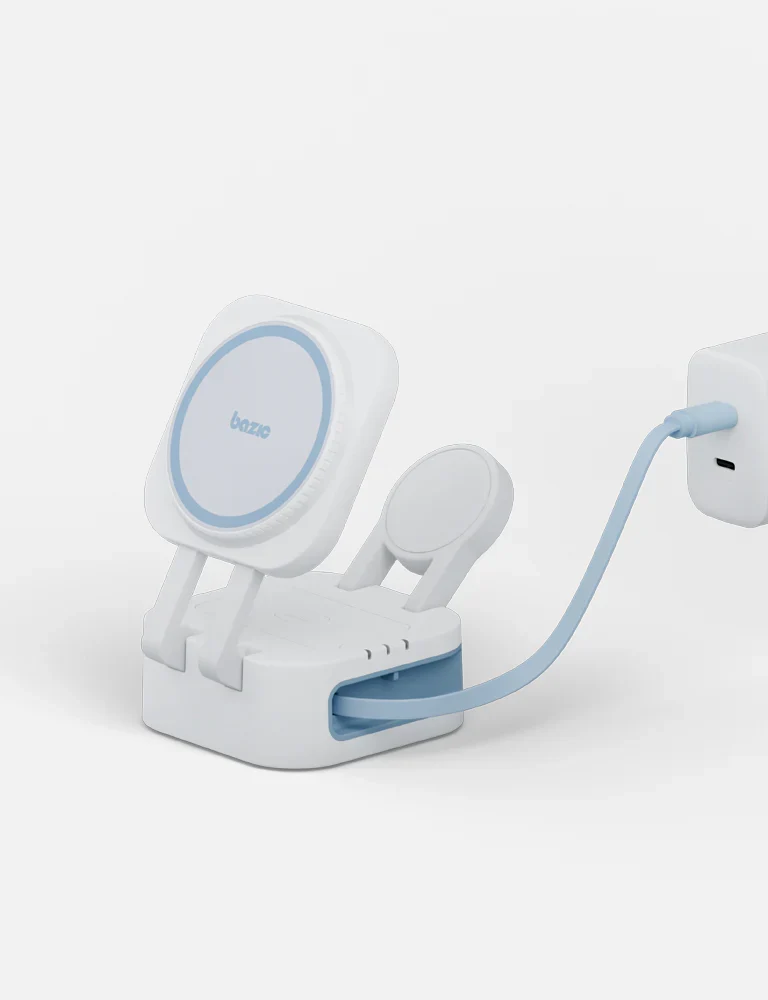 Bazic GoMag 3-in-1 Foldable Wireless Charging Station - White