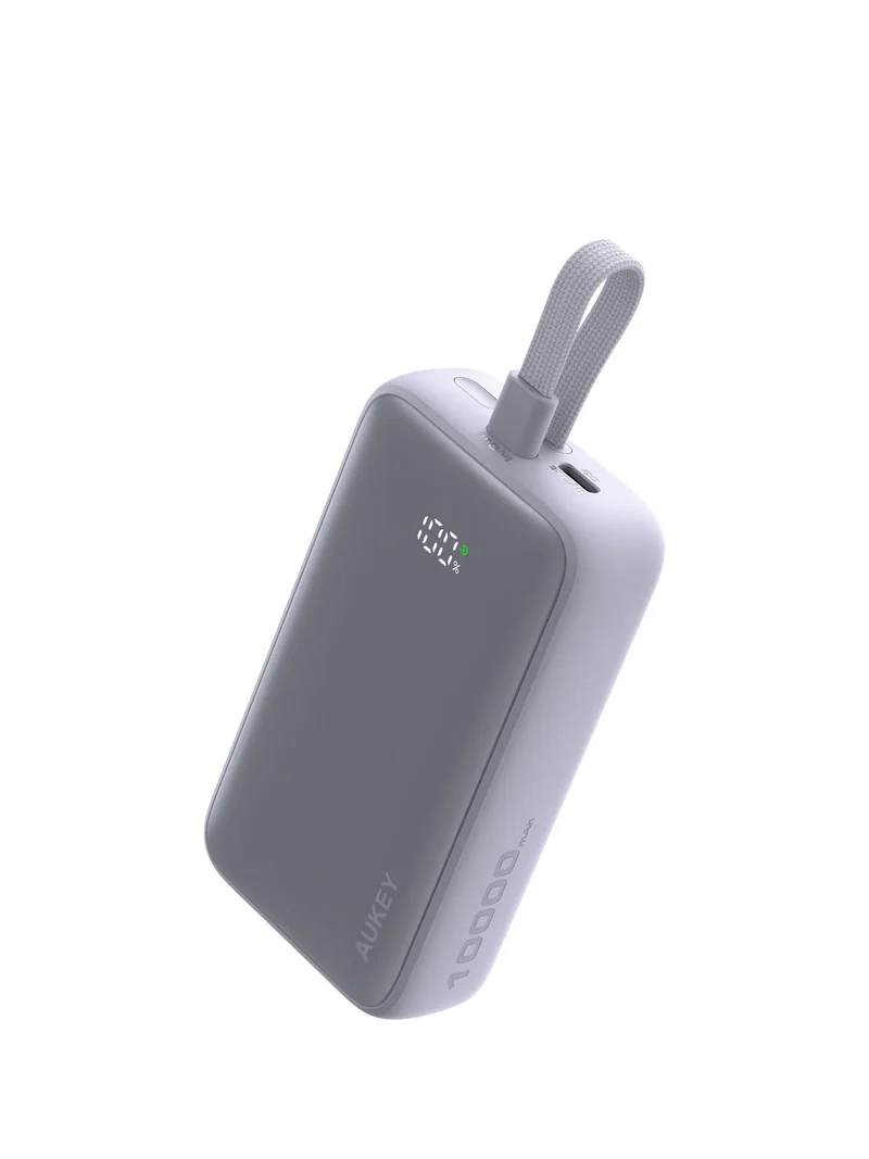 Aukey PB-Y61 Spark Sling 30W 10000mAh Mini Portable Fast Charging Power Bank w Built-in Type C Cable - Light Purple
