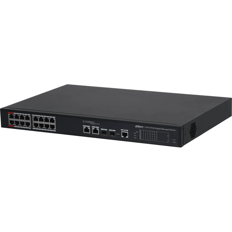 Dahua 16-Port PoE Desktop Managed Fast Ethernet Switch ( IEEE802.3bt 90W PoE) (DH-PFS4218-16ET2GF-240)