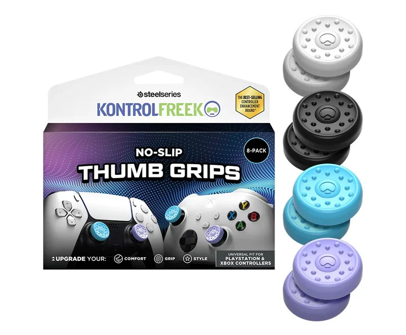 KontrolFreek No-Slip Thumb Grips 8-Pack Lavender/Aqua/White/Black