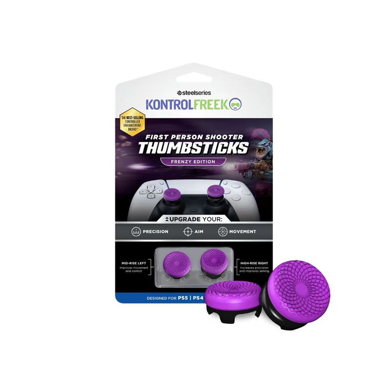 KontrolFreek FPS Frenzy Performance Thumbsticks for PlayStation 5 Controller, Purple/Black