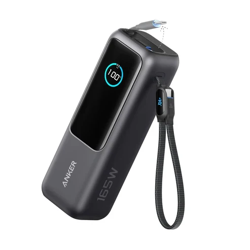 Anker Power Bank 25000mAh 165W Ultra-Fast Portable Charger with Built-In and Retractable USB C Cables A1695
