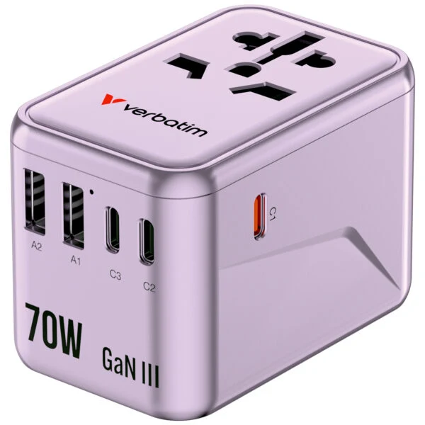 Verbatim GaN III 5-Port 70W Universal Travel Adapter (UTA-09)