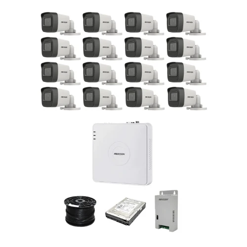 HikVision 16 Ch Turbo HD Kit - Embedded DVR - 16 x HD1080P Camera - 20M Night vision - 1TB HDD - 100m Cable