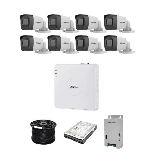 HikVision 8 Ch Turbo HD Kit - Embedded DVR - 8 x HD1080P Camera - 20M Night vision - 1TB HDD - 100m Cable